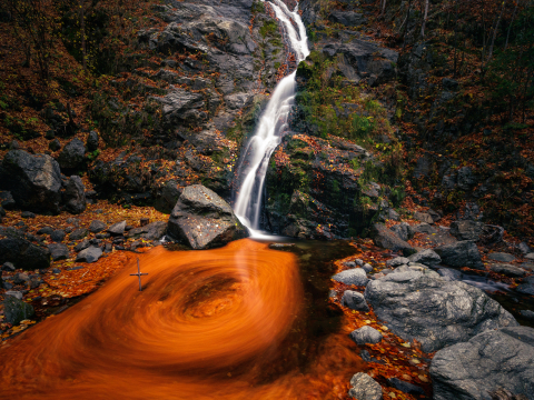 Tablouri canvas - Tablou canvas, Cascada Lotrisor, waterfall, Cozia, 120x80 cm