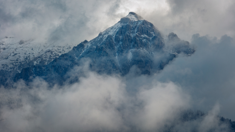 Tablouri canvas - Tablou canvas, Muntii Bucegi prin ceata, 75x50 cm