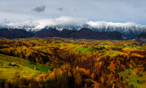 Tablouri canvas - Tablou canvas, Piatra Craiului intr-o zi de toamna, 120x80 cm