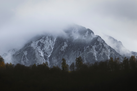 Tablouri canvas - Tablou canvas, Piatra Craiului prin ceata, munte, 50x30 cm