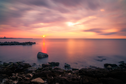 Tablouri canvas - Tablou canvas, Rasarit mirific pe coasta Marii Negre, 120x80 cm