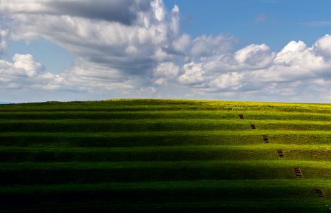 Tablouri canvas - Tablou canvas, Terase pe malul Dunarii, fluviu, 100x70 cm