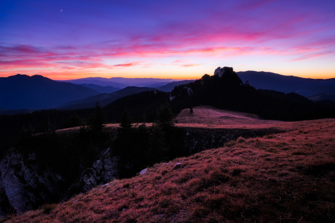 Peisaje autentice romanesti - Tablou canvas, Vedere spre Pietrele Doamnei, Muntii Rarau, 120x80 cm
