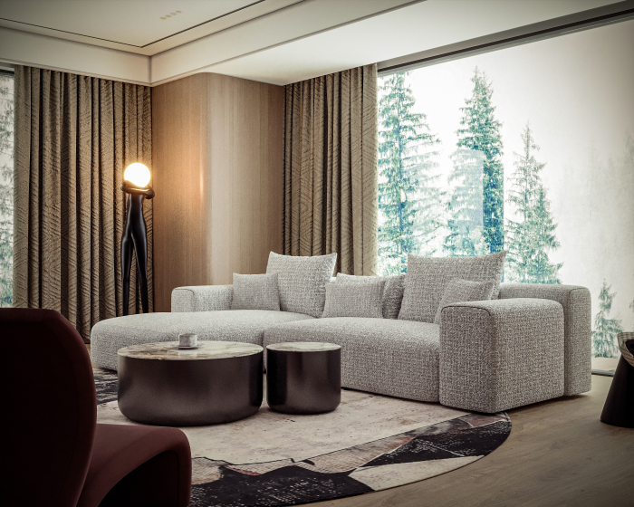 Coltar fix tapitat  GRI  2930 x 1825x 850MM Milano [3]