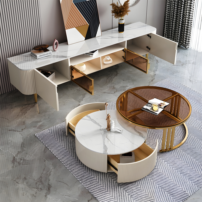 Comoda Akos 200*40*53cm MDF+ Marmura [2]