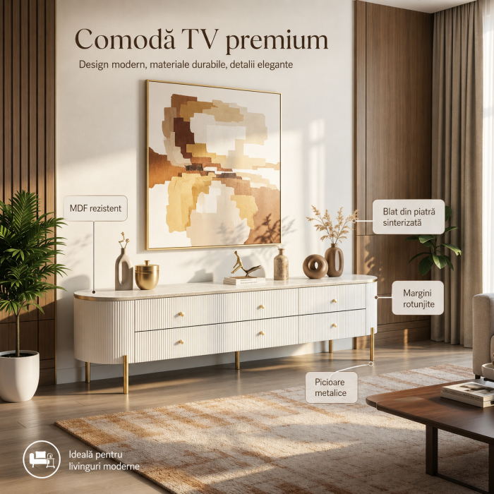 Comoda tv Beliani 200x40x46 Mdf [5]