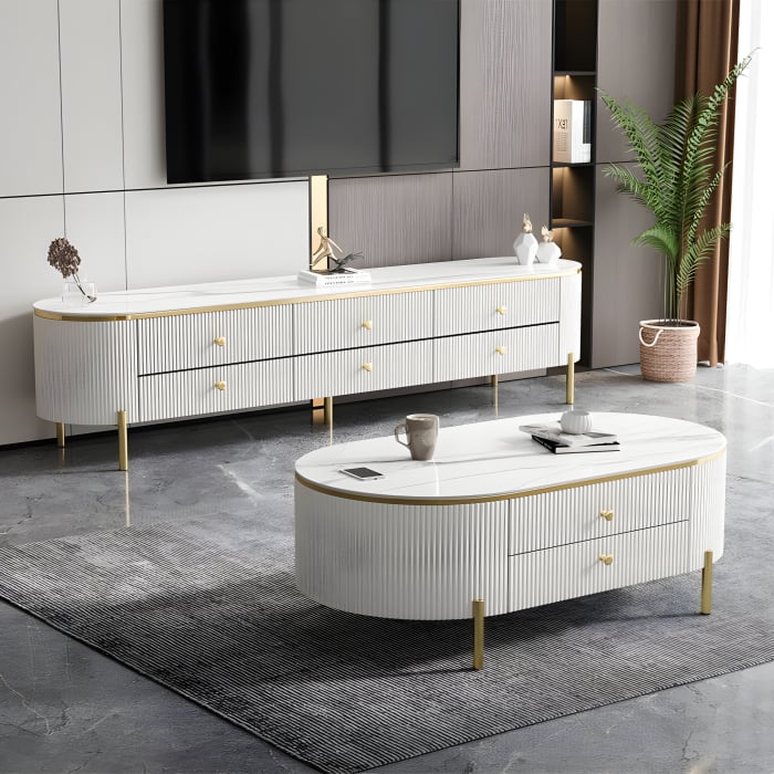 Comoda tv Beliani 200x40x46 Mdf [4]