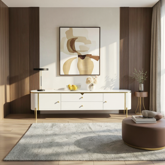 COMODA TV BENCH MDF ALB LUCIOS 200x39x46 cm [4]