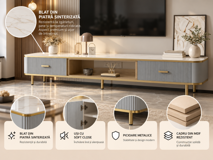 Comoda TV Hilton MDF 200x30x35 cm [7]
