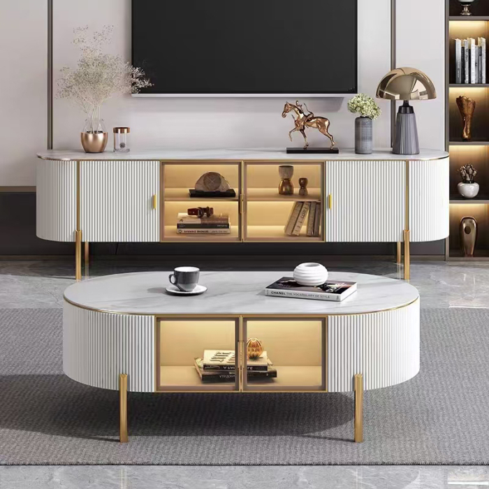 Comoda TV Paris MDF+ Piatra Sinterizata 200x40x46cm [4]