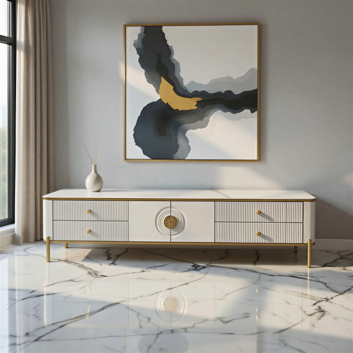 COMODA TV VEGAS MDF ALB LUCIOS 200x39x46 cm [4]