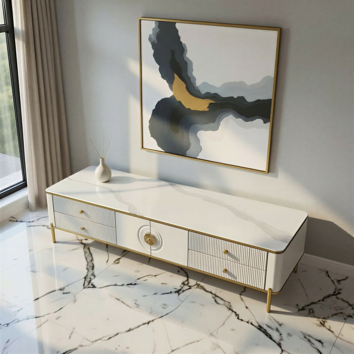 COMODA TV VEGAS MDF ALB LUCIOS 200x39x46 cm [3]