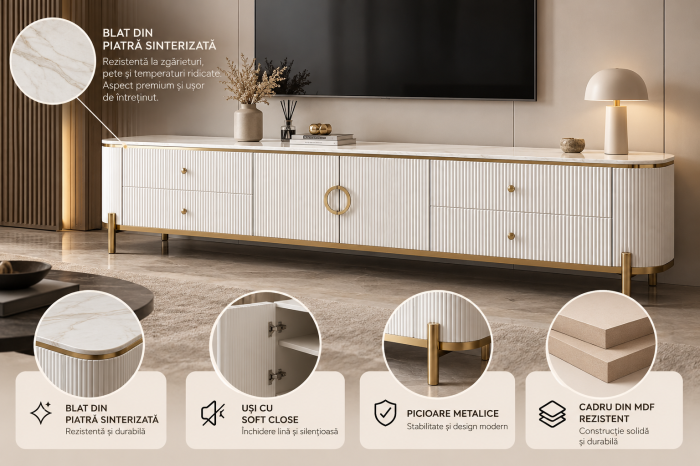 Comoda TV Vista 200x40x49cm MDF [6]