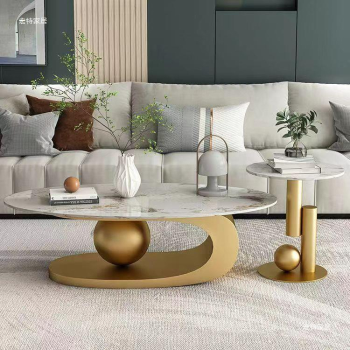 Masuta Cafea Aris 130x70x42cm Gold [3]