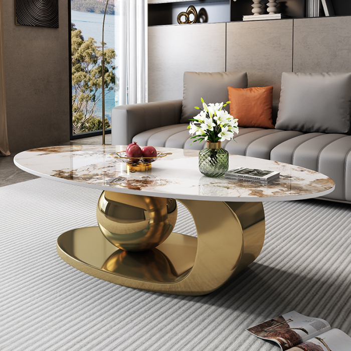 Masuta Cafea Aris 130x70x42cm Gold [1]