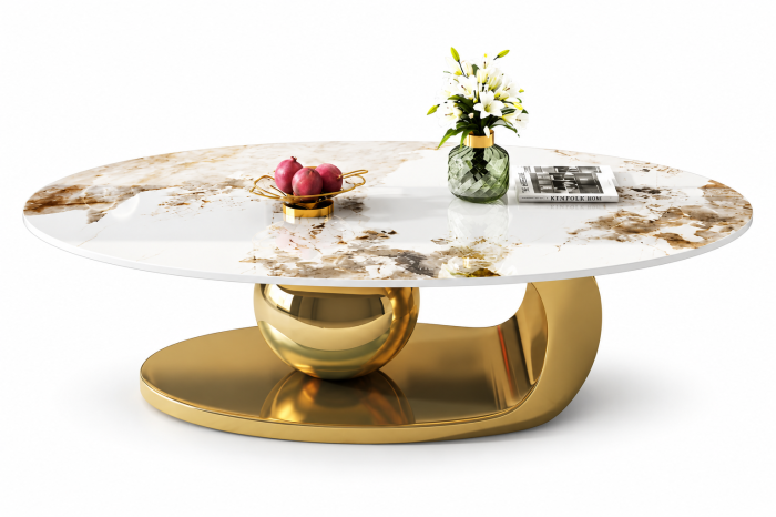 Masuta Cafea Aris 140x70x42cm Gold [5]