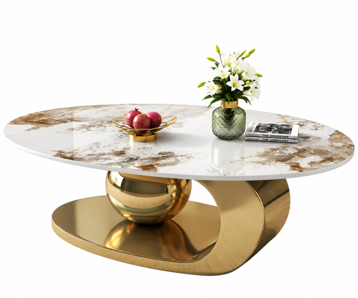 Masuta Cafea Aris 140x70x42cm Gold [4]