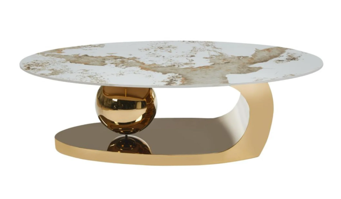 Masuta Cafea Aris 140x70x42cm Gold [3]