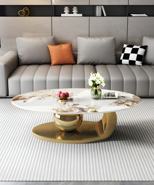 Masuta Cafea Aris 140x70x42cm Gold [2]