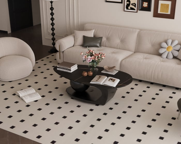 MASUTA CAFEA HOUSTON NEGRU MARMURA+METAL 140x70x41cm [5]