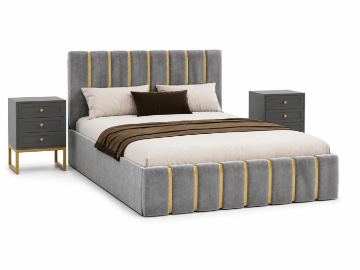 Set dormitor BRISTOL – Pat tapițat 160x200 cm + 2 noptiere [2]