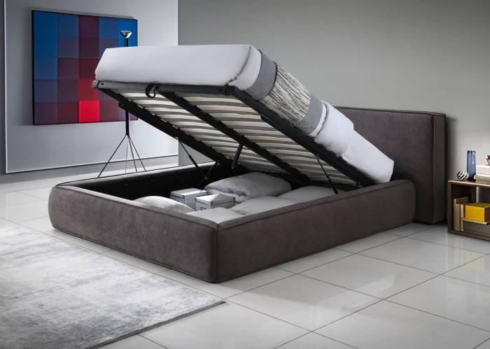 Set dormitor DALLAS AZZURO – Pat tapițat rabatabil + dressing premium + 2 noptiere cu LED RGB [5]