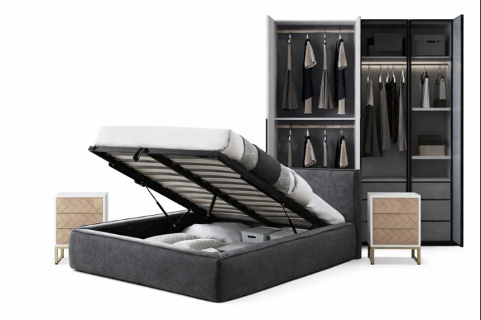 Set Dormitor Dressing MDF+lumina led, pat rabatabil 160x200, noptiere [2]