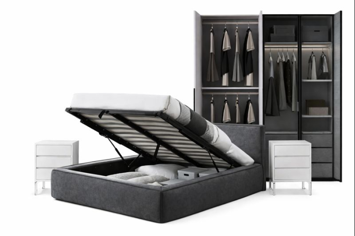 Set Dormitor Dressing MDF+lumina led, pat rabatabil 160x200, noptiere [2]