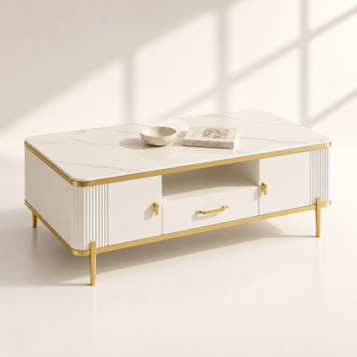 Set Living Richmond – Comodă TV 200cm și Măsuță de Cafea MDF cu blat din piatră sinterizat [2]