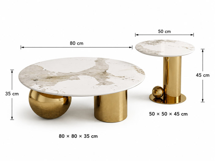 Set Masute Cafea GOLD 80x80x35 [4]