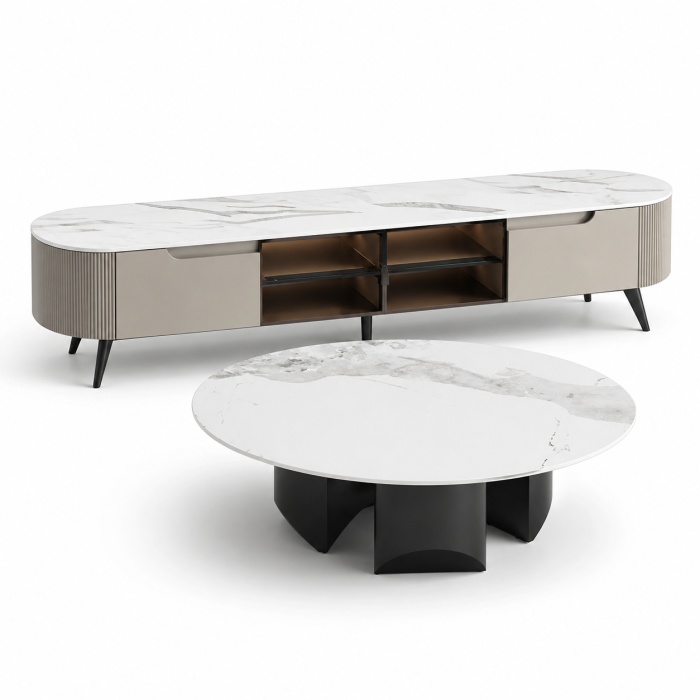 Set mobilier living BUFFALO & Amber, comodă TV MDF 200x39x44 cm + măsuță cafea 90x90x30 cm [3]