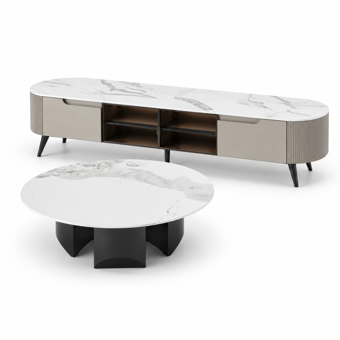 Set mobilier living BUFFALO & Amber, comodă TV MDF 200x39x44 cm + măsuță cafea 90x90x30 cm [2]