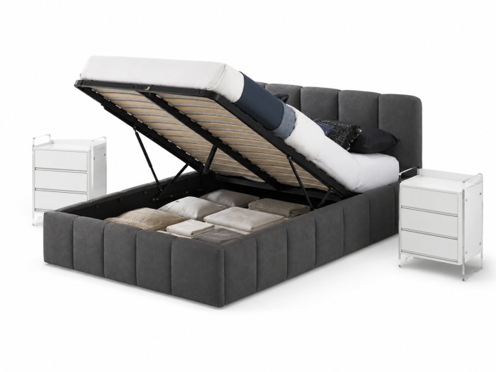 Set Pat Tapitat Rabatabil 160x200cm + 2noptiere PRATO MDF [2]