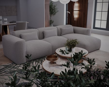 Colțar de Lux Treasure din stofă bouclé gri 297x94x42 cm [1]