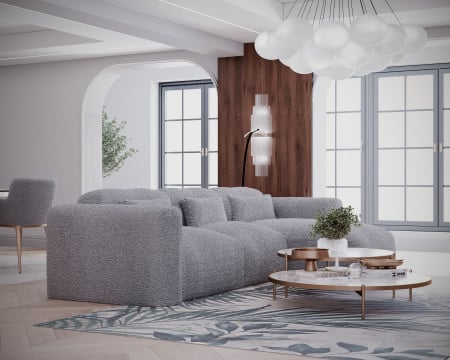 Colțar de Lux Treasure din stofă bouclé gri 297x94x42 cm [9]