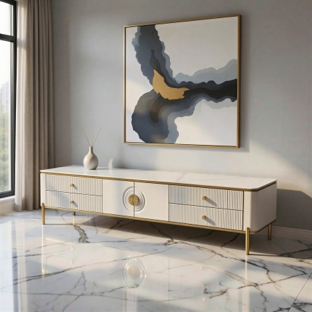 Comode TV - COMODA TV VEGAS MDF ALB LUCIOS 200x39x46 cm