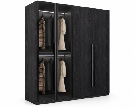 Dressing - Dressing modern SAN REMO NEGRU cu iluminare LED – 160x200x60 cm, MDF 18 mm