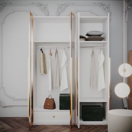 Dulap alb+auriu Montreal 160x55x200 [1]