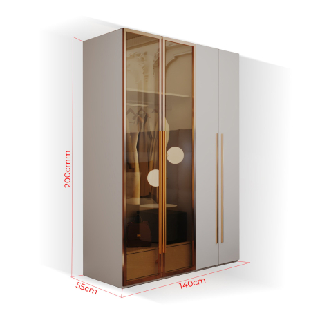 Dulap alb+auriu Montreal 160x55x200 [3]