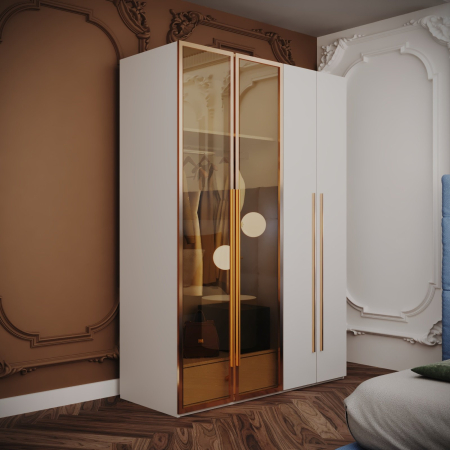 Dulap alb+auriu Montreal 160x55x200 [2]