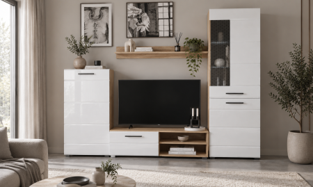 Seturi mobilier - Living Asti Alb 236X44X200 Cm