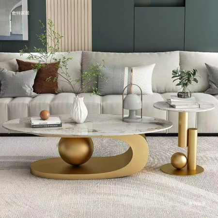 Masuta Cafea Aris 130x70x42cm Gold [2]