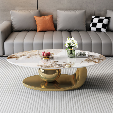 Masuta Cafea Aris 130x70x42cm Gold [1]