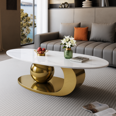 Masute cafea - Masuta Cafea Aris 140x70x42cm Gold