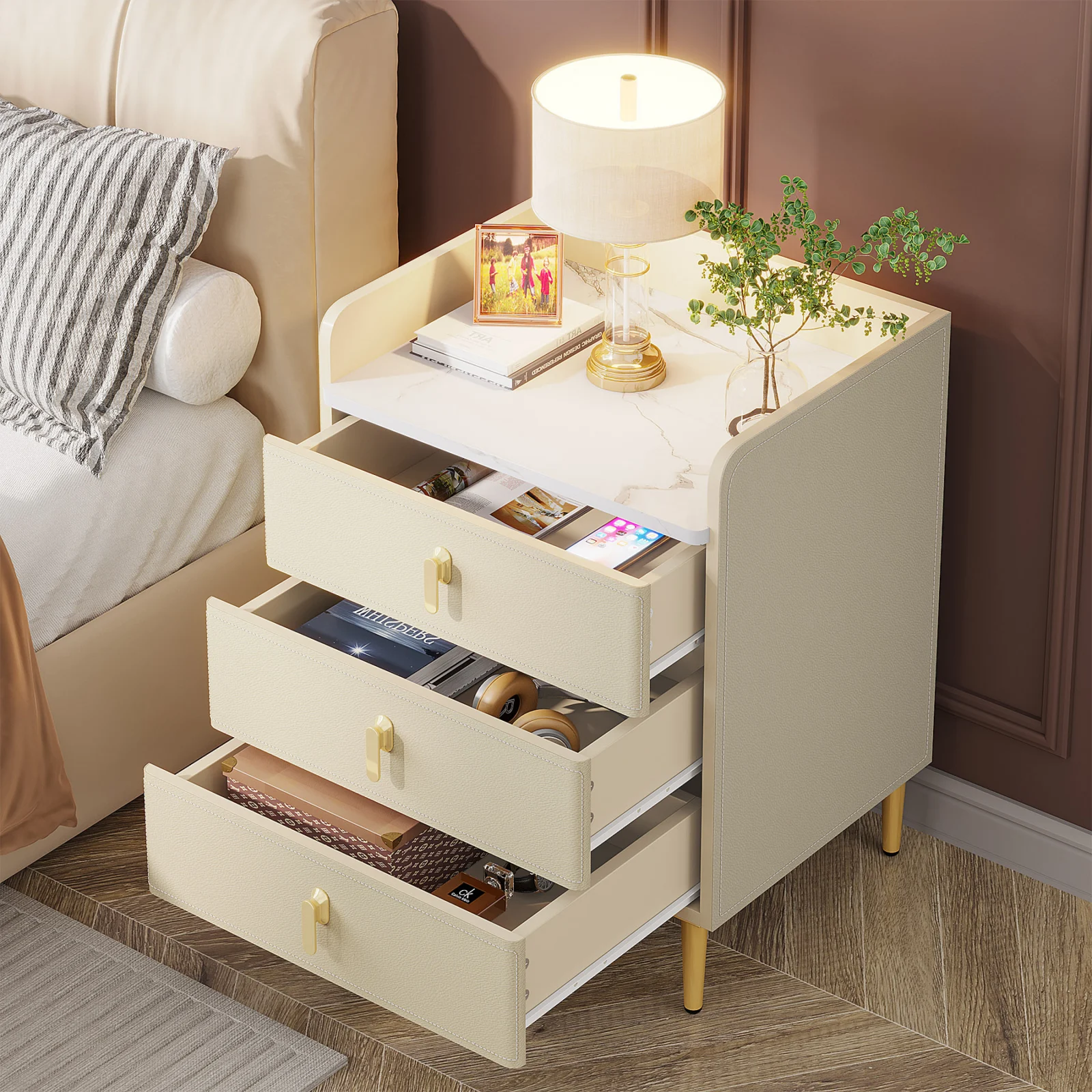 Noptiere - NOPTIERA VESPER  50 x 42 x 65 CM MDF+METAL