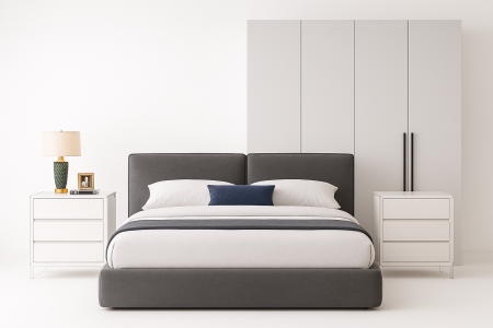 Dressing - Set Dormitor Minimalist dressing+2noptiere+pat tapitat rabatabil