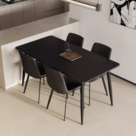 Mese marmura - Set Masa 4 scaune  dining 601 1600x800x750 Marmura Negru mat