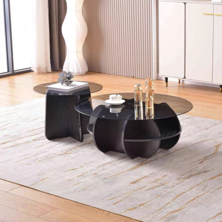 Masute cafea - Set Masute Cafea Sticla 80*80cm+50*50cm MDF