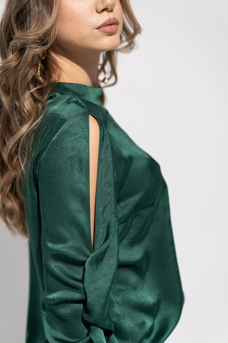 Bluza dama verde smarald eleganta cu maneci decupate [4]