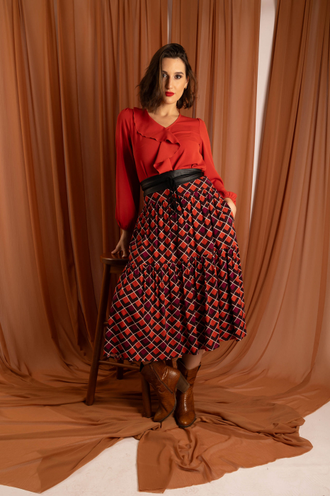 FUSTA MIDI CU IMPRIMEU GEOMETRIC [3]